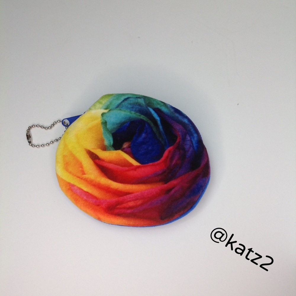 Plush 3-D Rose Photo Zippered Coin Purse - NWOT